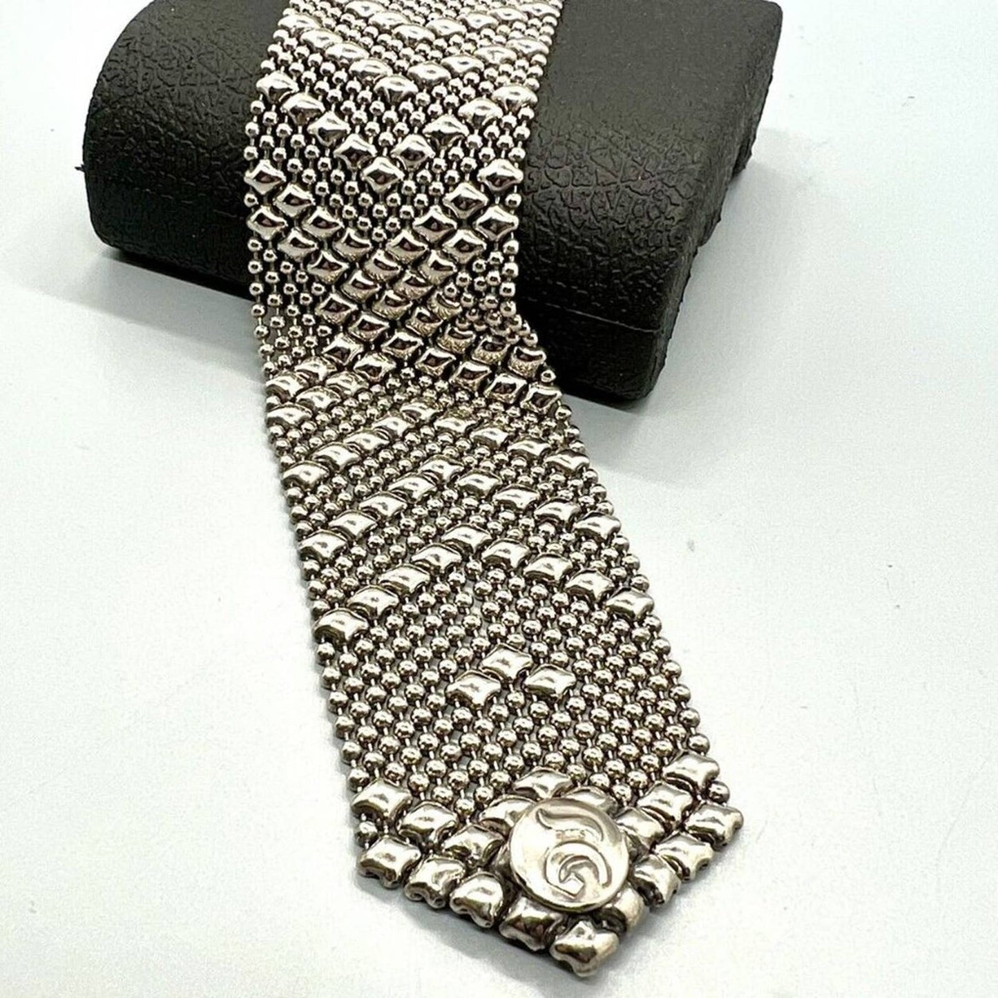 SG Liquid Metal Silver Mesh Cuff Bracelet by Sergio Gutierrez B44