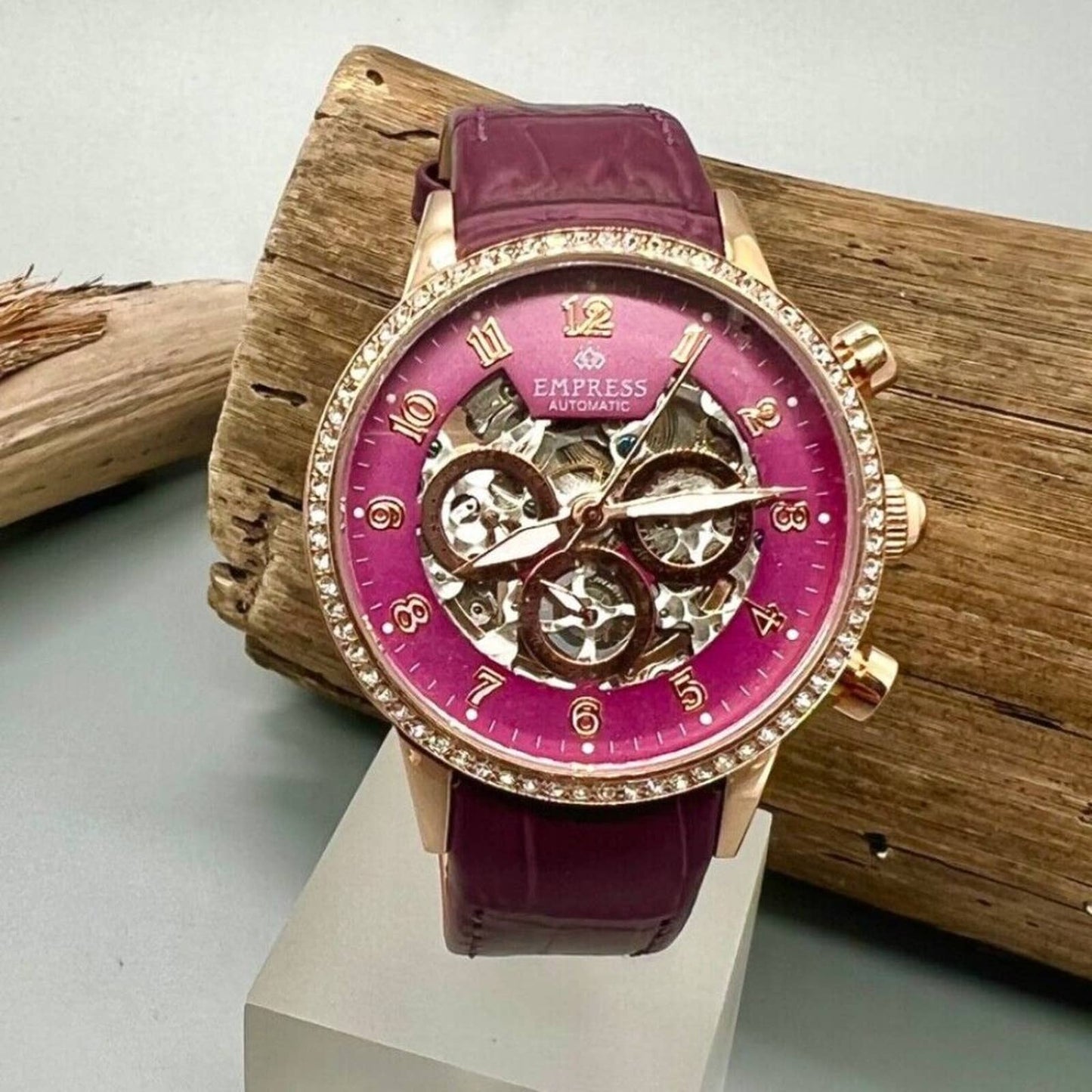 Empress Beatrice Automatic Crystal Purple Dial Ladies Watch EMPEM2006