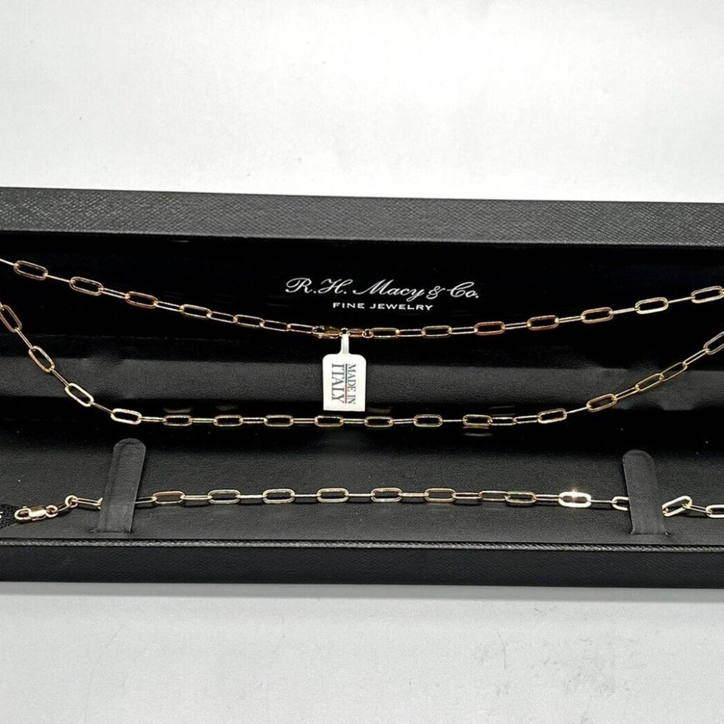 R.H. Macy and Co. Gold Over Sterling Silver Necklace and Bracelet Set MRSP $225